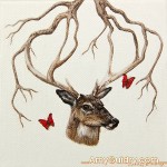 "Interdependent" by Amy Guidry; acrylic on canvas; 4" x 4"; $100